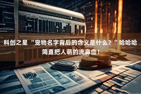 科创之星 “宠物名字背后的含义是什么？”哈哈哈简直把人萌的流鼻血！