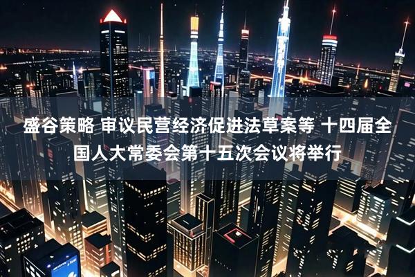 盛谷策略 审议民营经济促进法草案等 十四届全国人大常委会第十五次会议将举行
